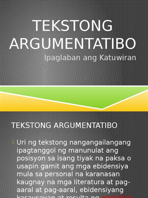 kahulugan ng tekstong argumentatibo